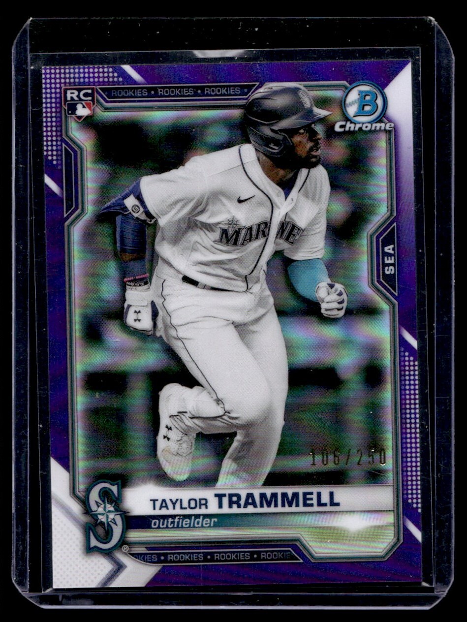2021 Bowman Chrome Purple Refractor Taylor Trammell Rookie /250 #61