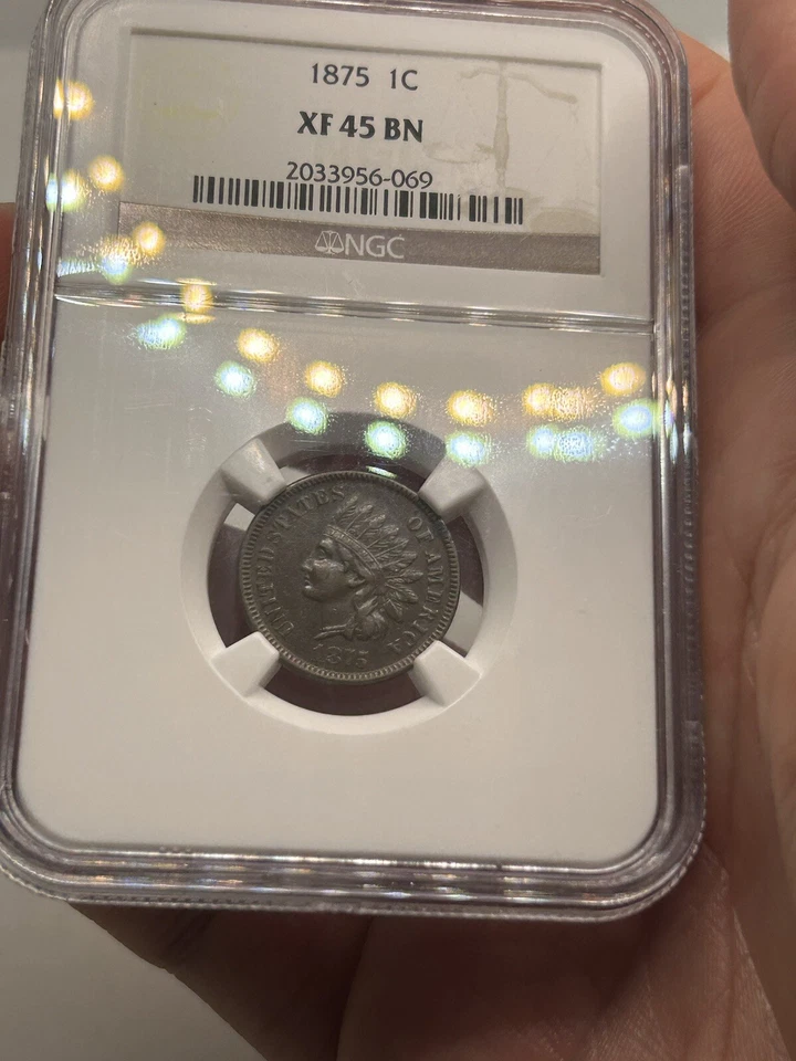 1875 Indian Head Cent Coin - NGC XF-45 Brown! Better Date! Nice Eye Appeal*** - Image 3 of 4