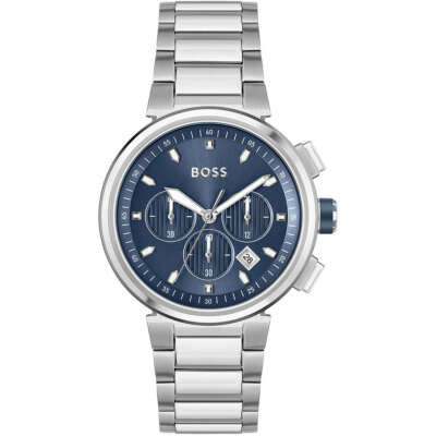 Herrenuhr Hugo Boss Matteo 1513999 Chrono Stahlarmband Blau