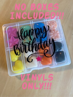 X8 HAPPY BIRTHDAY VINYL AUFKLEBER STICKER FÜR HB HOME SCHNÄPPCHEN KLEINE AUFBEWAHRUNGSBOXEN