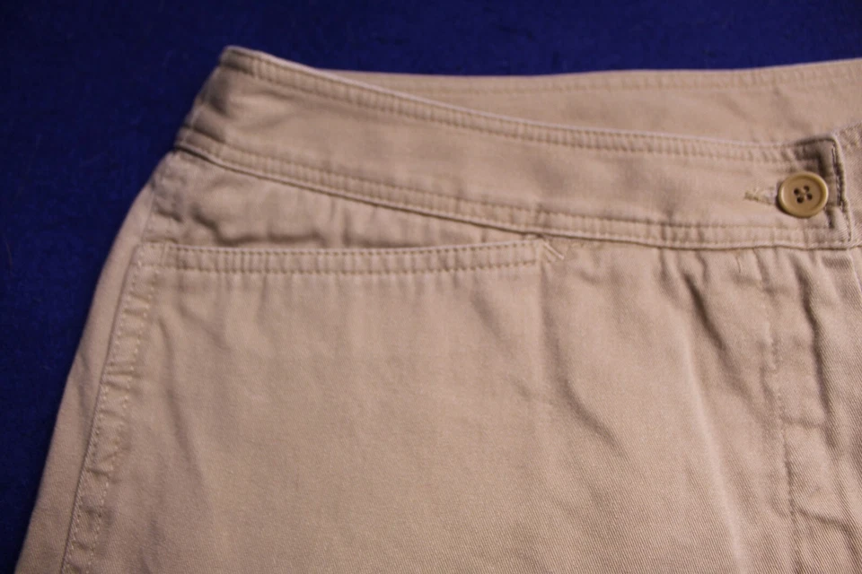 PANTALONES CORTOS CASLON mujer talla 10 mediano caqui beige tiro alto 100% algodón frente plano Foto 2 de 4