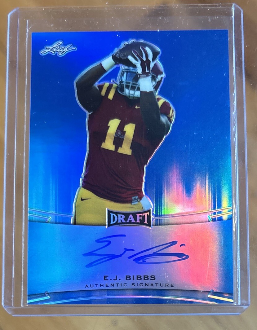 2015 Leaf Metal Draft E. J. Bibbs Rookie Blue Auto #22/50 Cyclones / Browns SP
