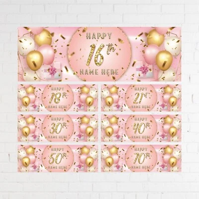 Happy 18th Birthday Party Banner Age 18 Decoration Garland Black With