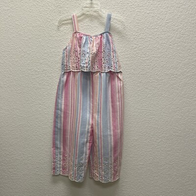 Rare Editions Girls 4T Romper Jumpsuit Jumper Sleeveless Striped NEW NWTs