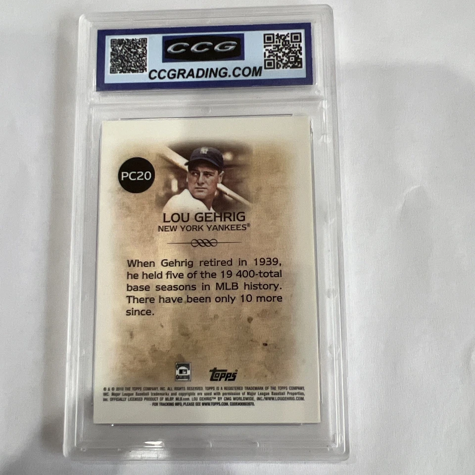 LOU GEHRIG 2010 Topps Legends Platinum Chrome Wal-Mart Cereal #PC20 CCG 10 GM - Image 2 of 2
