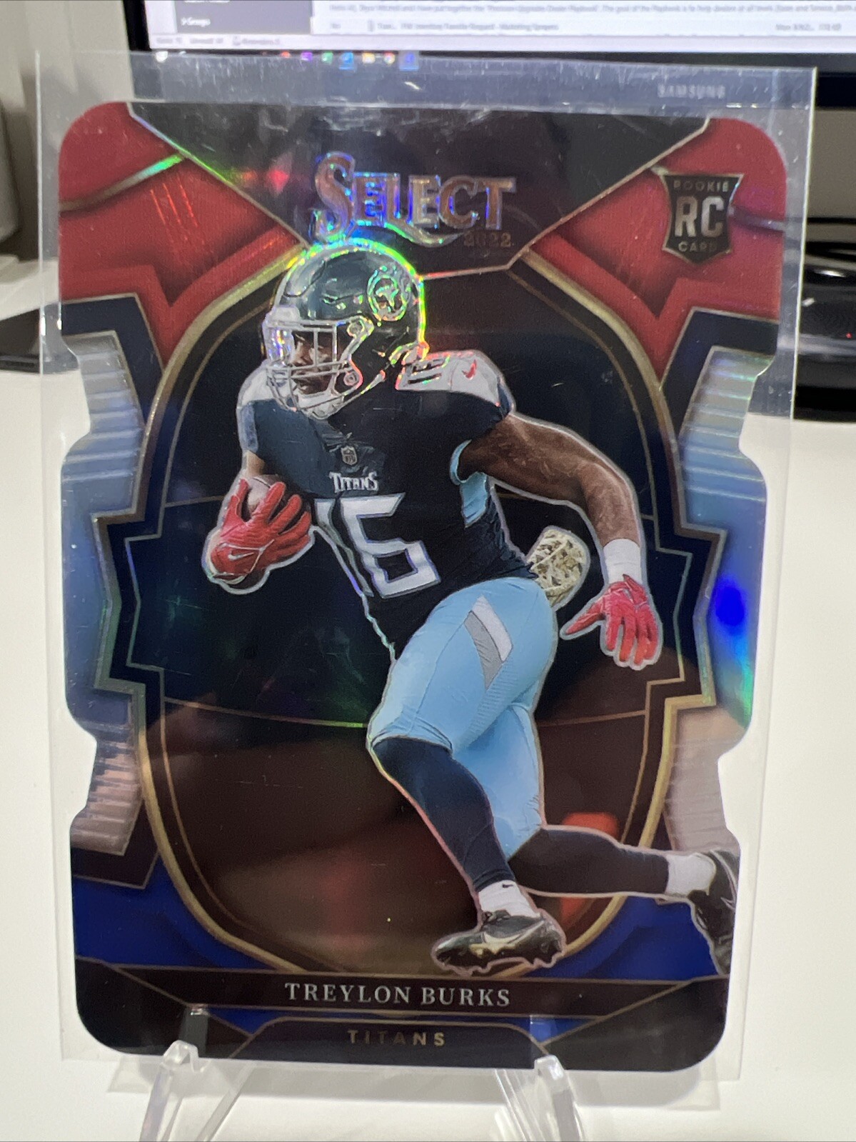 2022 Panini Select Treylon Burks Red Blue Prizm Die Cut Rookie RC #39 Titans