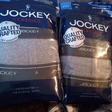2 Packs- 6 Pair Jockey Size 42 Men Classic Full Rise Brief Y Fly nos 100 Cotton
