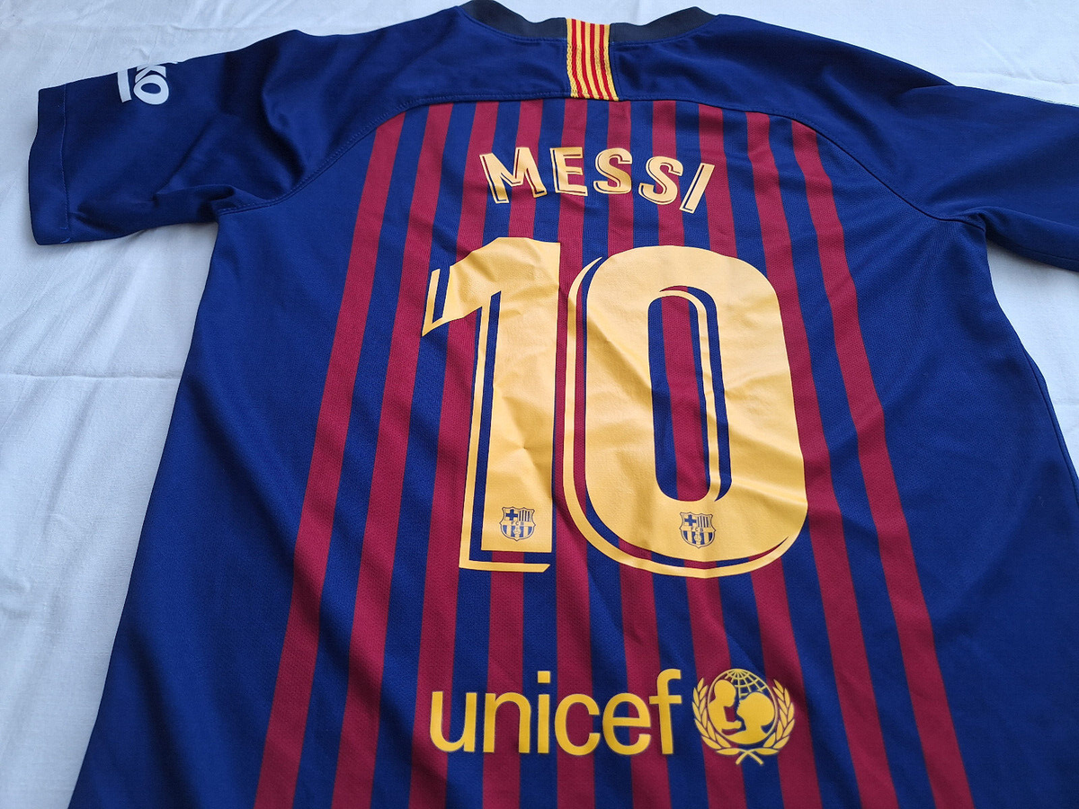 FC Barcelona 2018 Home Jersey #10 Messi Nike Red Blue Shirt Size