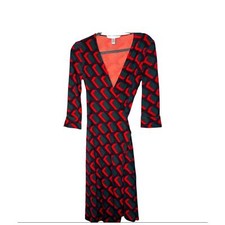 Diane Von Furstenberg Vintage Silk Wrap Dress Julian Geometric Print Y2K 90s 00s