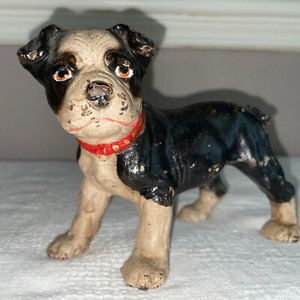 AQ Hubley Boston Bull Puppy Bookend Left Facing CAST IRON-Original-RARE 4.5”x6”