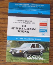 DEMEYERE PLYMOUTH CHRYSLER CAR DEALER MATCHBOOK COVER: SIMCOE, ON MATCHCOVER -B5