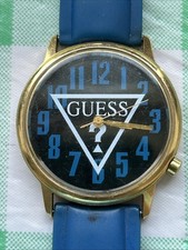 Guess 1991 Gold Tone Blue Band Quartz Watch