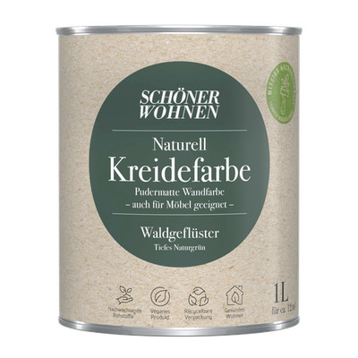 1L Schöner Wohnen Naturell Kreidefarbe Waldgeflüster,Tiefes Naturgrün