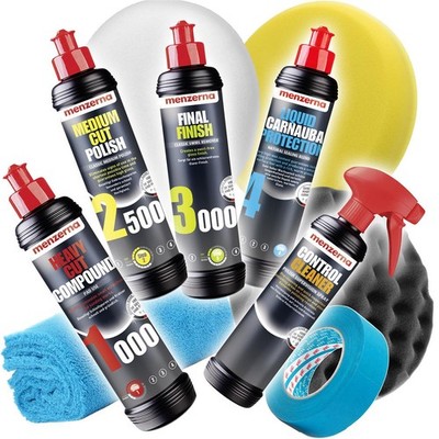 Menzerna 1000 2500 3000 Carnauba 4 Schleifpaste Autopolitur Glanz Set + Zubehör