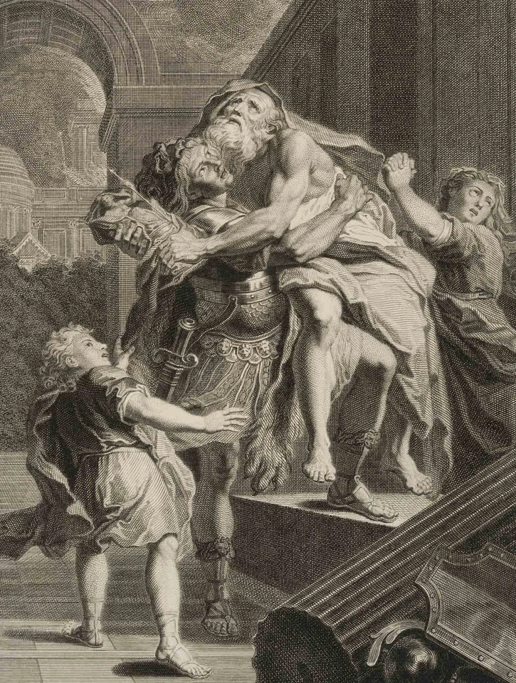 DESPLACES (*1682) nach COYPEL (*1661), Aeneas trägt Anchises, Vergil,  1719, KSt - Bild 3 von 4