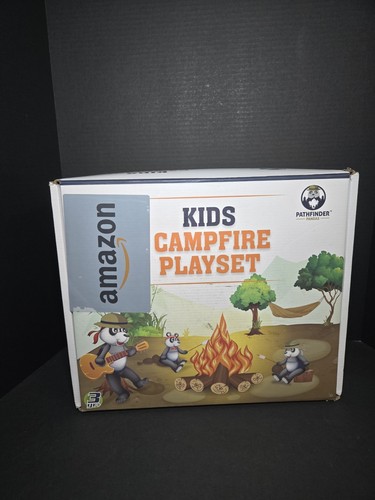 Pretend Campfire Set for Kids with S'Mores Kit & Wood Log Pillow. Soft & Safe