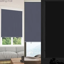 100% Blackout Roller Shades Window Curtains Cordless Door Blind Light Blocking
