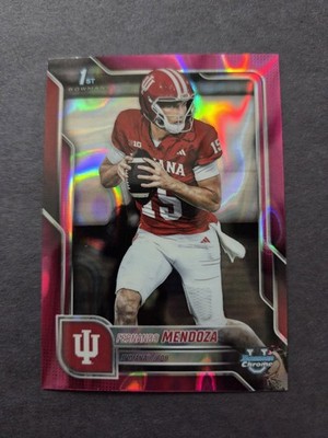 2025 1st Bowman University Chrome Fernando Mendoza Pink Refractor