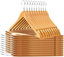 Quality Wooden Hangers - Semi Contoured Hanger Set in 17.5 inch, Natural