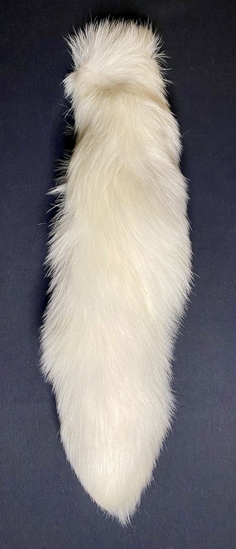12 inch white fox fur tail