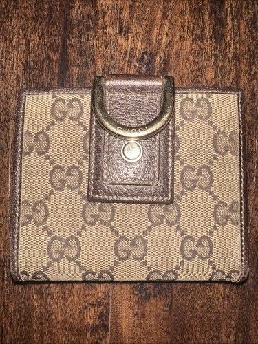 Authentic Gucci Unisex Canvas Hook Wallet GG Pattern Design Prime Condition