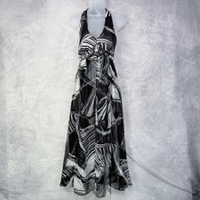 Vtg y2k Silk Halter babydoll empire Dress Womens sz 8P Fairy Grunge Whimsigoth