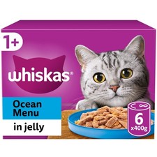24 x 400g Whiskas 1+ Adult Wet Cat Food Tins Mixed Ocean Menu in Jelly 4.16 per kilo