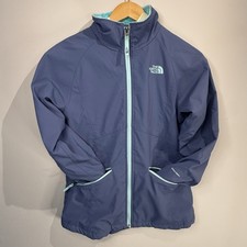 The North Face Windwall Blue Gray Aqua Jacket Girls Size Large 14/16 Rain Wind