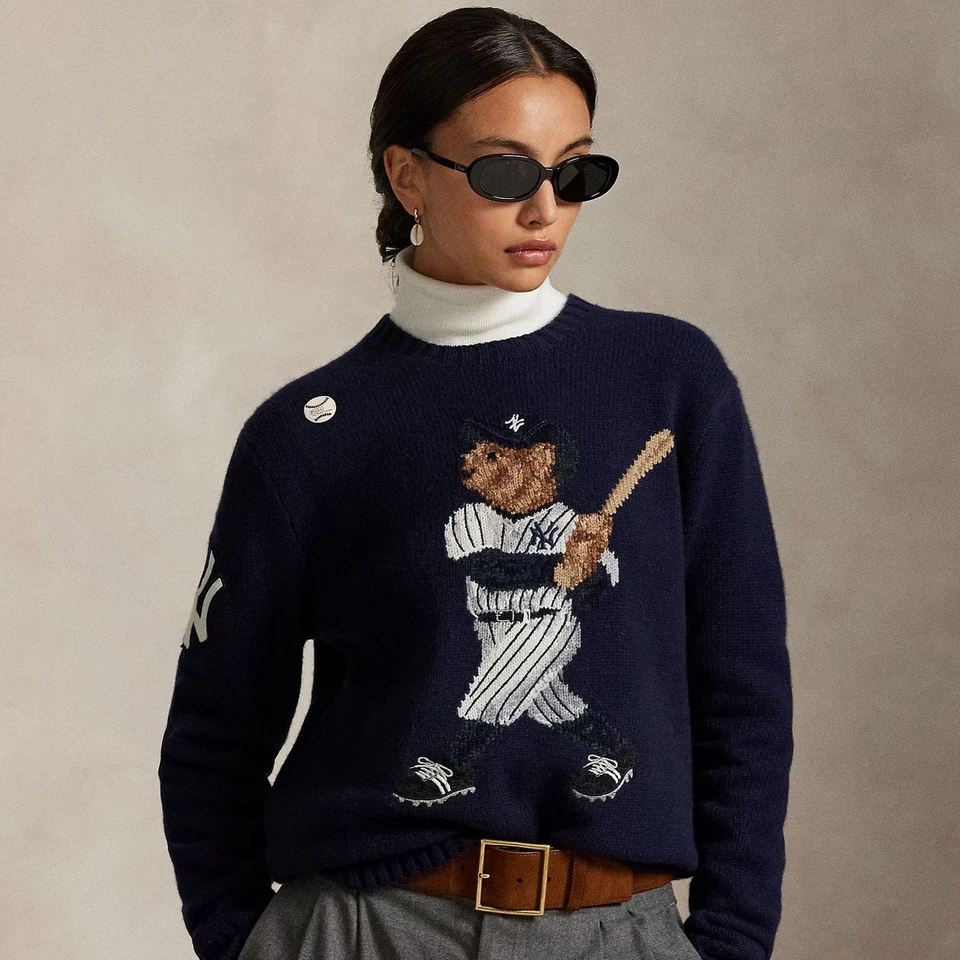 Polo Ralph Lauren  Navy Yankees Wool Bear Sweater Extra Large - Image 4 of 4
