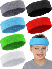 6 Pcs Kids Sweatbands Boys Sweat Headbands for Sports Colorful Athletic Sweatban