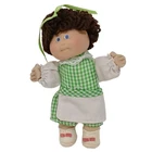 VTG Min Cabbage Patch Doll 5" Doll Green Dress Brown Yarn Hair Soft Body #J7