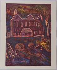 Esteban Fekete: unsignierter Holzschnit "Die Brücke" 13/2000 EX. von 1988