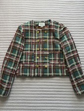 GUCCI JACKET WOOL TARTAN CHECK BOUCLE BLAZER 4,300 sz 38 IT 2 US Rare