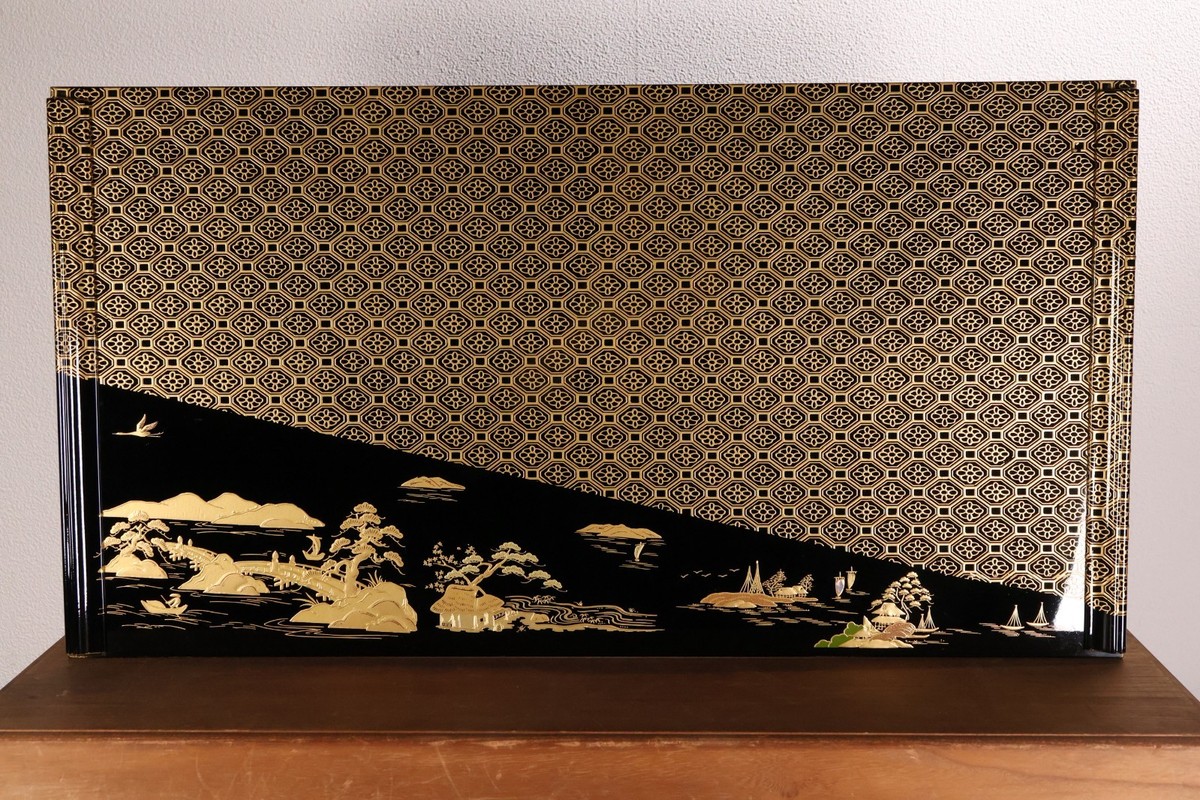 Japanese Lacquer Wood Table 25.29inch Calligraphy Desk Gold