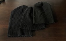 Set of Three Black Beanies One Size Fits Most Adult