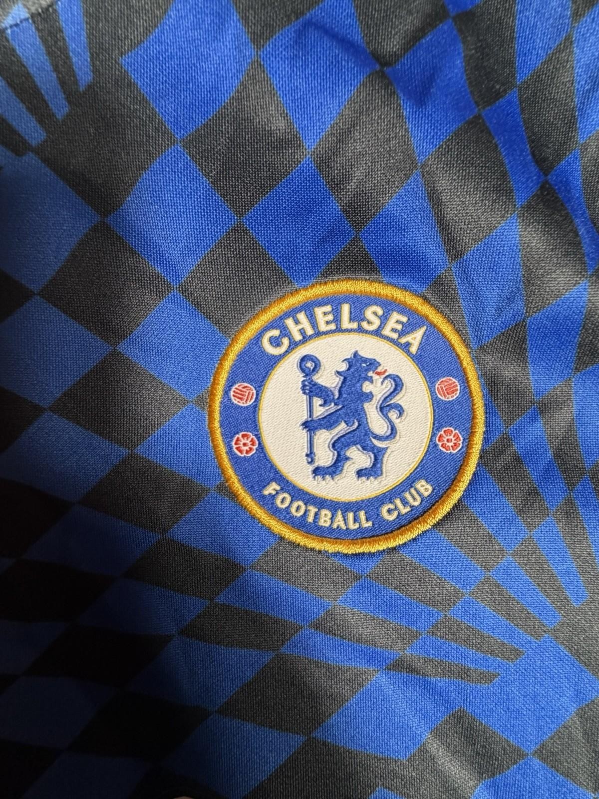 Chelsea FC Nike Trivago Pre-Match Jersey Blue Yellow Graphic Soccer Shirt  thumbnail 2