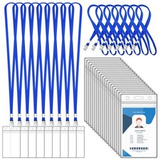 100 Sets Lanyards for Id Badges and Clear Plastic Vertical Name Badge ID Card...