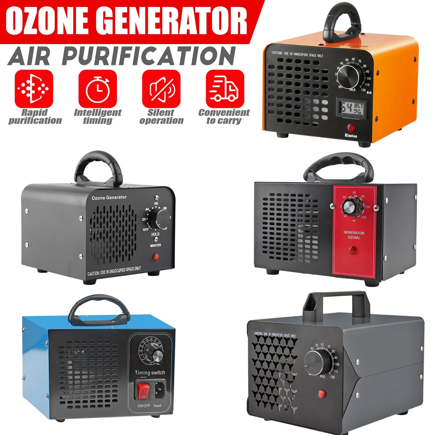 Industrial Ozone Generator Machine Air Purifier Ionizer Ozonator w/ Timer 10-60G
