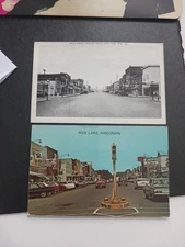2 Vintage Rice Lake Wisconsin Post Cards Main Street Wis Wisc Wi Small Town