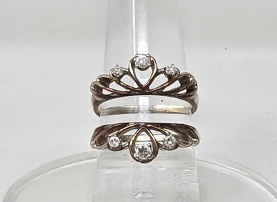 14KT White Gold Enhancer Set w/ 6 Diamonds - Size 7.25 - .24 Carats of Diamonds
