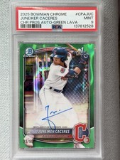 2025 1st Bowman Chrome Green Lava Auto /99 JUNEIKER CACERES PSA 9 #CPAJUC