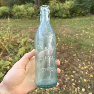 Antique Joseph Witkowski Aqua Blue Glass Crown Top Soda Bottle Philadelphia