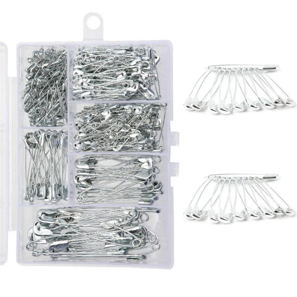 Lotes de pasadores de seguridad de acero surtidos de 6 tamaños resistentes niquelados para ropa Foto 4 de 4