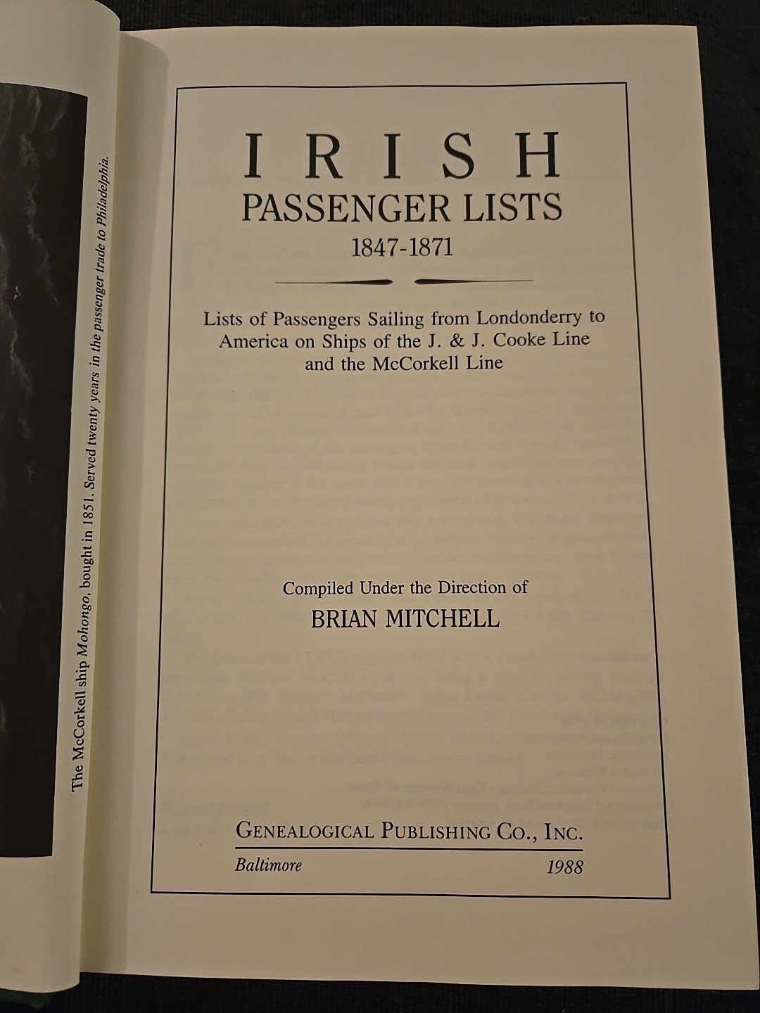 Irish Passenger Lists, 1847-1871 Hardcover Brian Mitchell