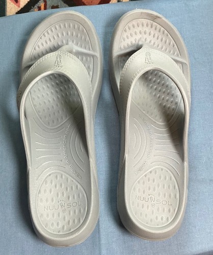 NuuSol Men's Size 13 Cascade Recovery Flip Flops Arch Support Sandals Black