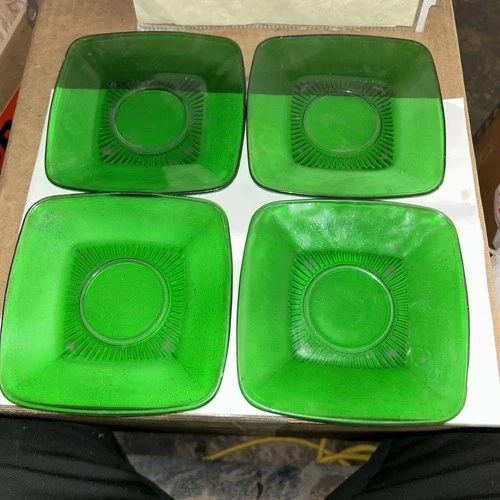 dessert Plate 5-3/8", Charm Forest Green, Anchor Hocking Fire King Square Single