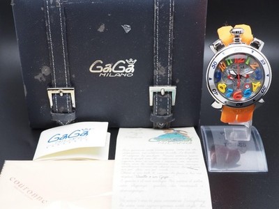 N MINT Gaga Milano Manuale MM48 N.C2639 Chronograph Qz 48mm Mens Watch JAPAN