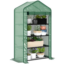 SafeGrow 4-Shelf Indoor Greenhouse with Roll-Up Door and Steel Frame