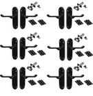 Complete door  handle pack of 6 Matt black Shaped scroll inc Hinges and latches