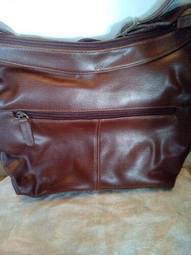VINTAGE 80ERer Dockers Echtleder braun HANDTASCHE Schultertasche doppelte Taschen - Bild 8 von 8